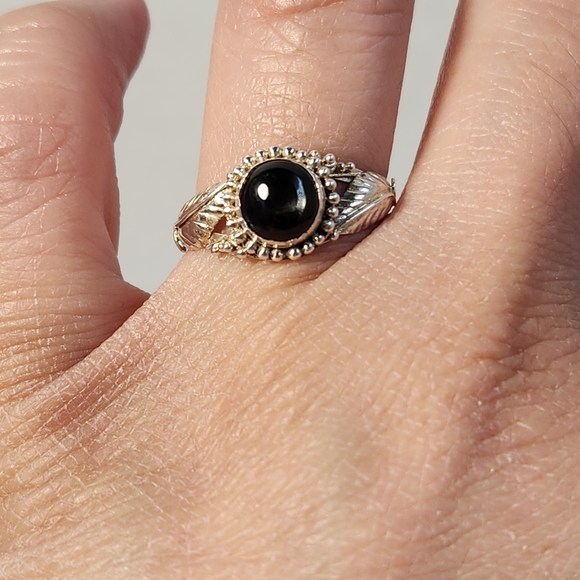 NIB Semi VTG Natural Black Star Diopside 925 Scroll Filigree Ring Sz 6 - Picture 3 of 12